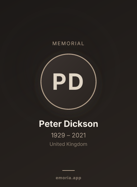 Memorial portrait of Peter Dickson