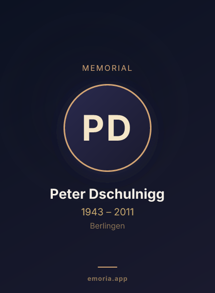 Memorial portrait of Peter Dschulnigg