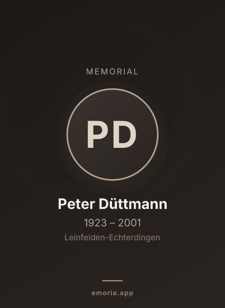 Memorial portrait of Peter Düttmann