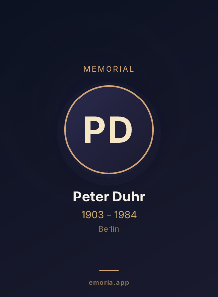 Memorial portrait of Peter Duhr