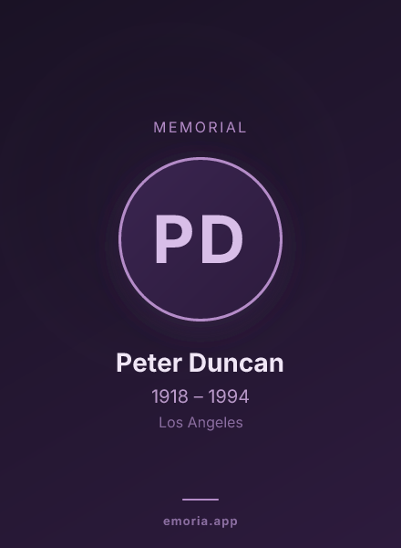 Memorial portrait of Peter Duncan