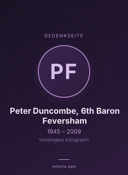 Gedenkportrait von Peter Duncombe, 6th Baron Feversham