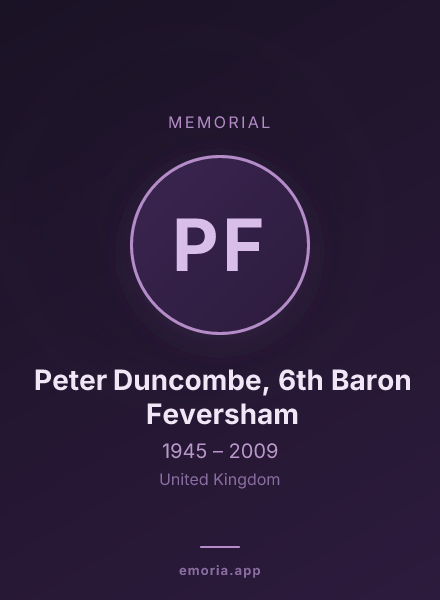 Memorial portrait of Peter Duncombe, 6th Baron Feversham