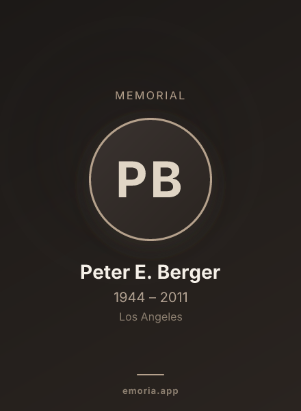 Memorial portrait of Peter E. Berger