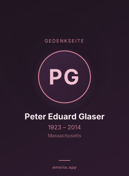 Gedenkportrait von Peter Eduard Glaser