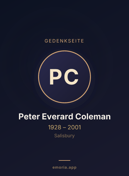 Gedenkportrait von Peter Everard Coleman
