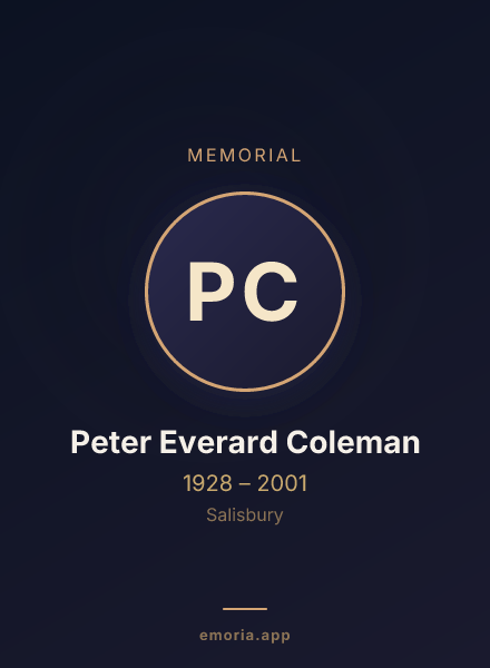 Memorial portrait of Peter Everard Coleman