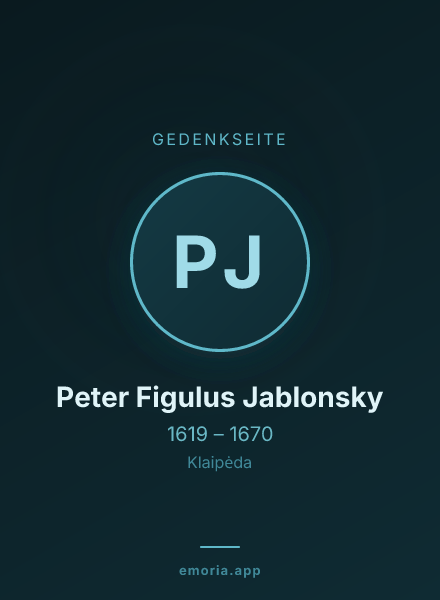 Gedenkportrait von Peter Figulus Jablonsky