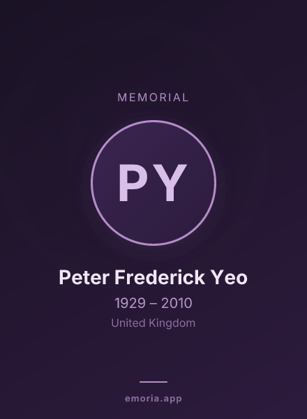 Memorial portrait of Peter Frederick Yeo