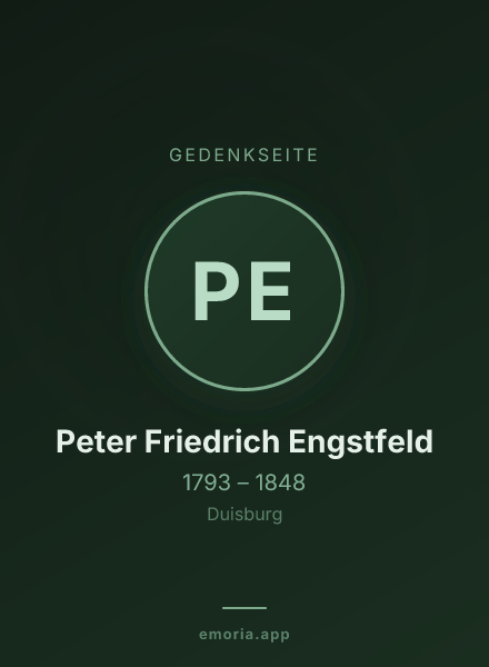 Gedenkportrait von Peter Friedrich Engstfeld