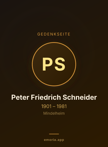 Gedenkportrait von Peter Friedrich Schneider