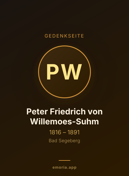 Gedenkportrait von Peter Friedrich von Willemoes-Suhm