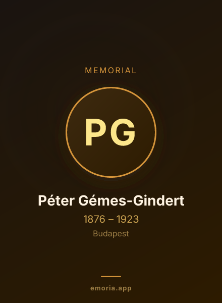 Memorial portrait of Péter Gémes-Gindert