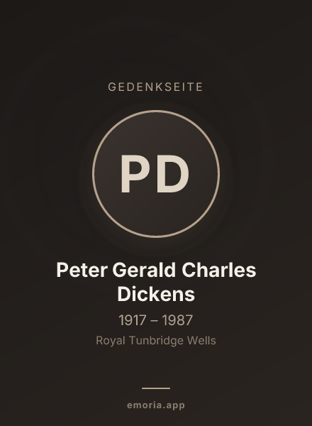 Gedenkportrait von Peter Gerald Charles Dickens
