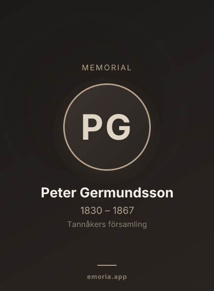 Memorial portrait of Peter Germundsson