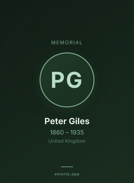 Memorial portrait of Peter Giles