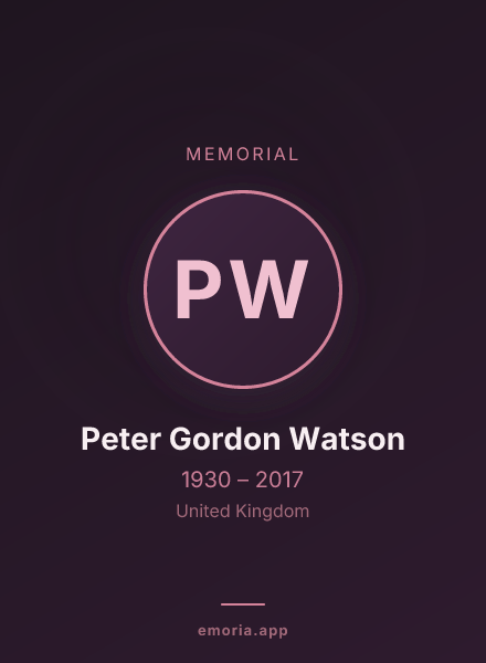 Memorial portrait of Peter Gordon Watson