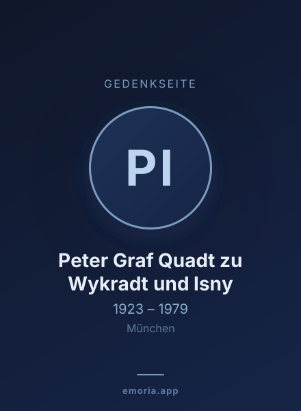 Gedenkportrait von Peter Graf Quadt zu Wykradt und Isny