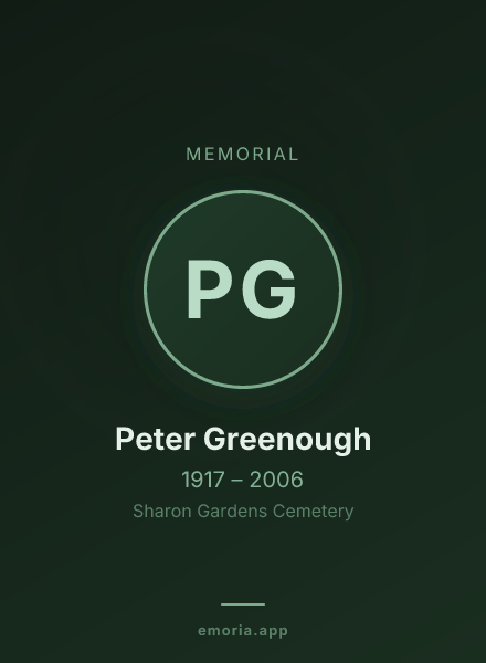 Memorial portrait of Peter Greenough