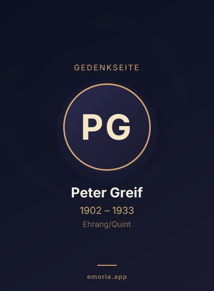 Gedenkportrait von Peter Greif