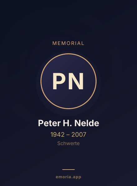 Memorial portrait of Peter H. Nelde