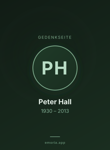 Gedenkportrait von Peter Hall