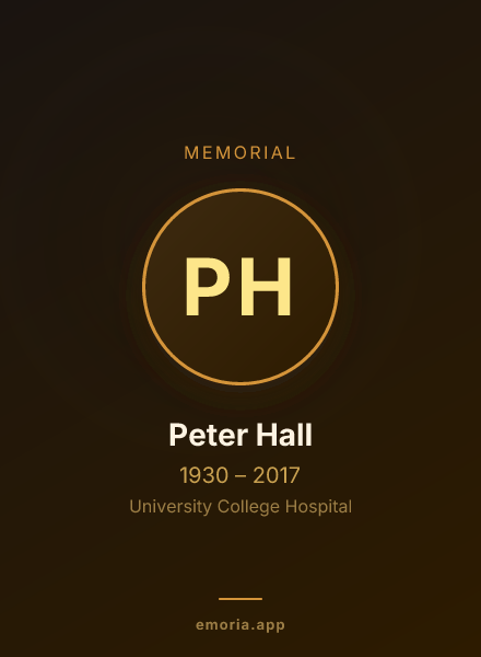 Memorial portrait of Peter Hall
