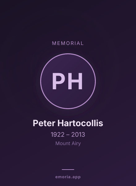 Memorial portrait of Peter Hartocollis