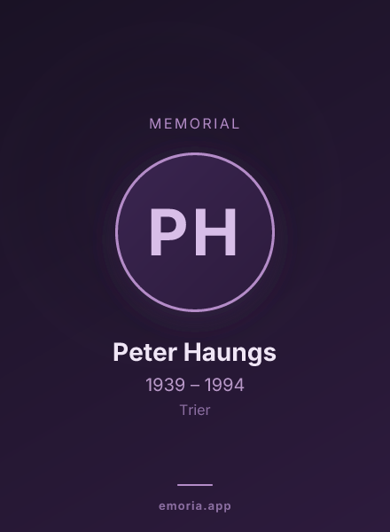 Memorial portrait of Peter Haungs