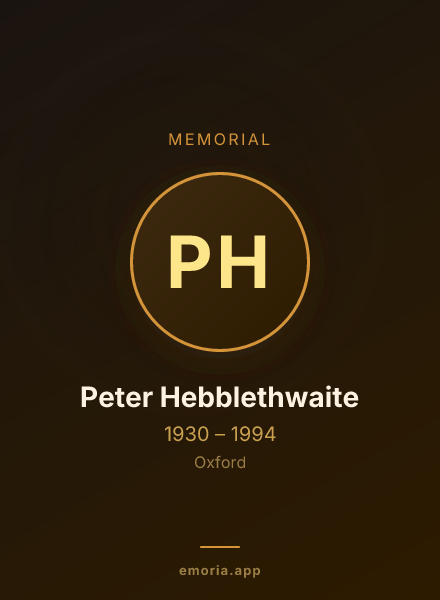 Memorial portrait of Peter Hebblethwaite