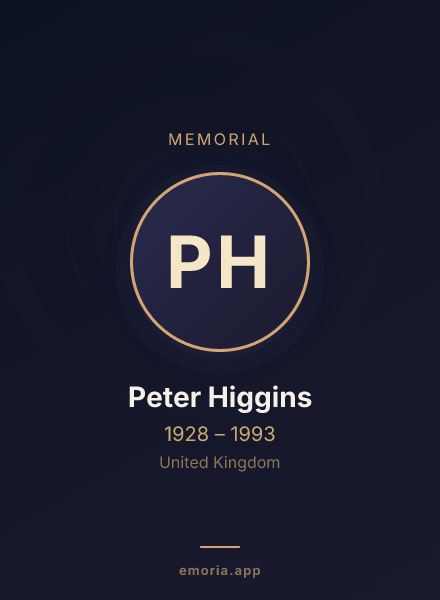 Memorial portrait of Peter Higgins
