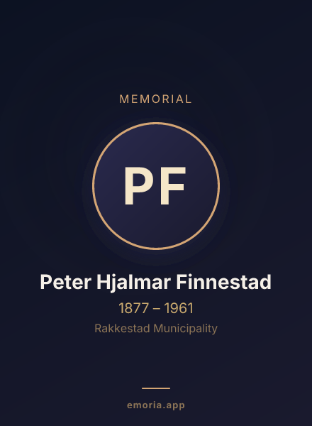 Memorial portrait of Peter Hjalmar Finnestad