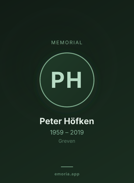 Memorial portrait of Peter Höfken