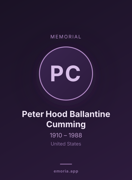 Memorial portrait of Peter Hood Ballantine Cumming
