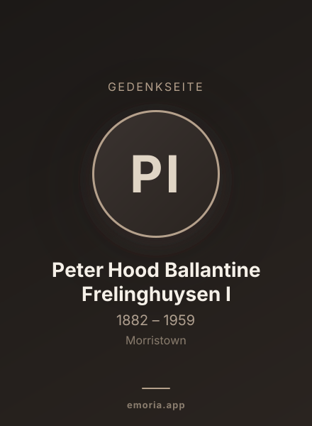 Gedenkportrait von Peter Hood Ballantine Frelinghuysen I