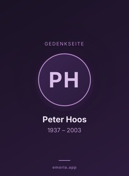 Gedenkportrait von Peter Hoos