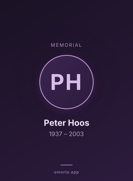 Memorial portrait of Peter Hoos