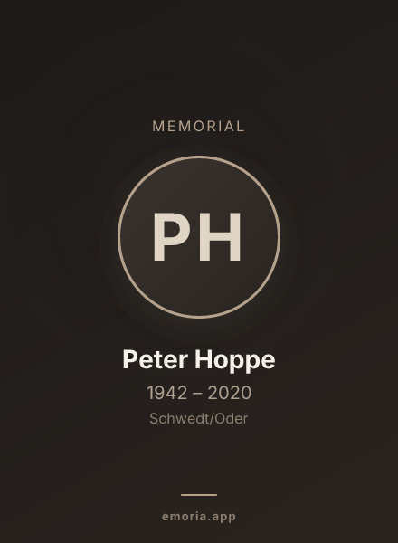 Memorial portrait of Peter Hoppe