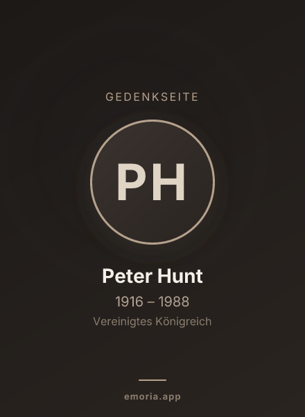 Gedenkportrait von Peter Hunt