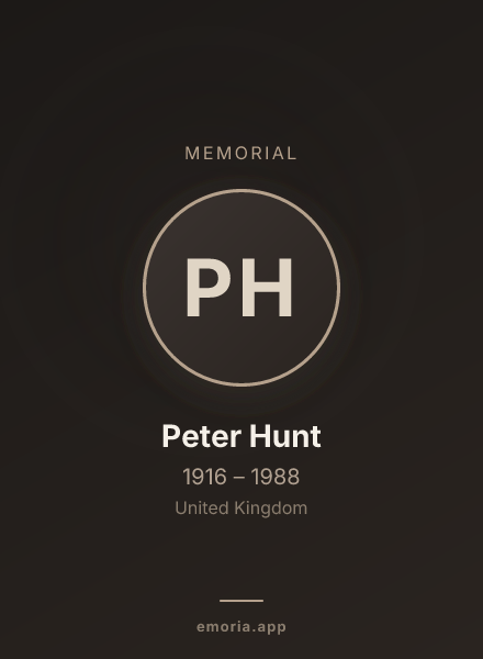Memorial portrait of Peter Hunt