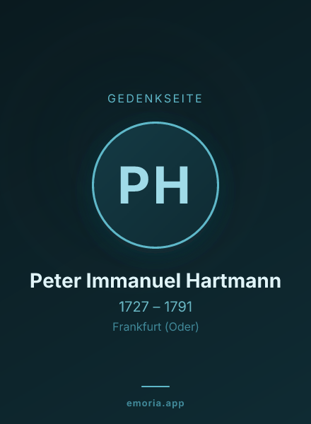 Gedenkportrait von Peter Immanuel Hartmann