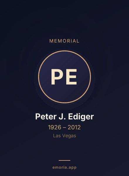 Memorial portrait of Peter J. Ediger
