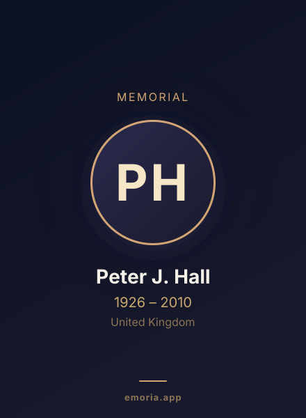 Memorial portrait of Peter J. Hall