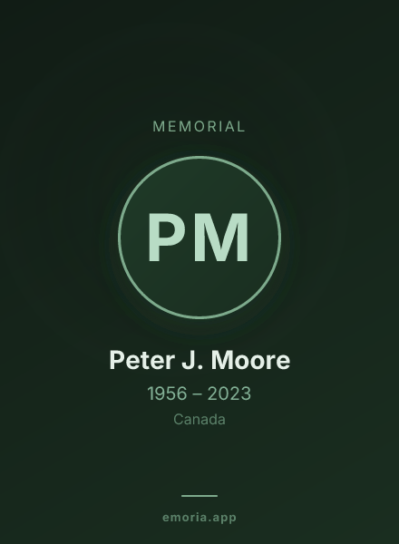 Memorial portrait of Peter J. Moore
