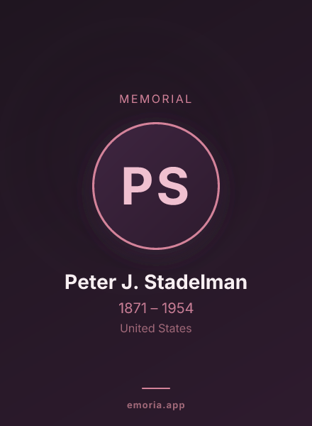 Memorial portrait of Peter J. Stadelman