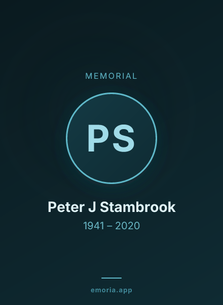 Memorial portrait of Peter J Stambrook