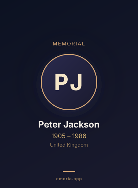 Memorial portrait of Peter Jackson