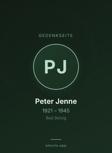 Gedenkportrait von Peter Jenne