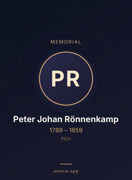 Memorial portrait of Peter Johan Rönnenkamp
