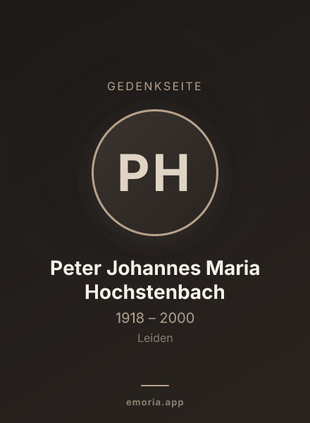 Gedenkportrait von Peter Johannes Maria Hochstenbach